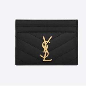 NIB/BLACK GRAINED LEATHER Y*L CARD HOLDER
